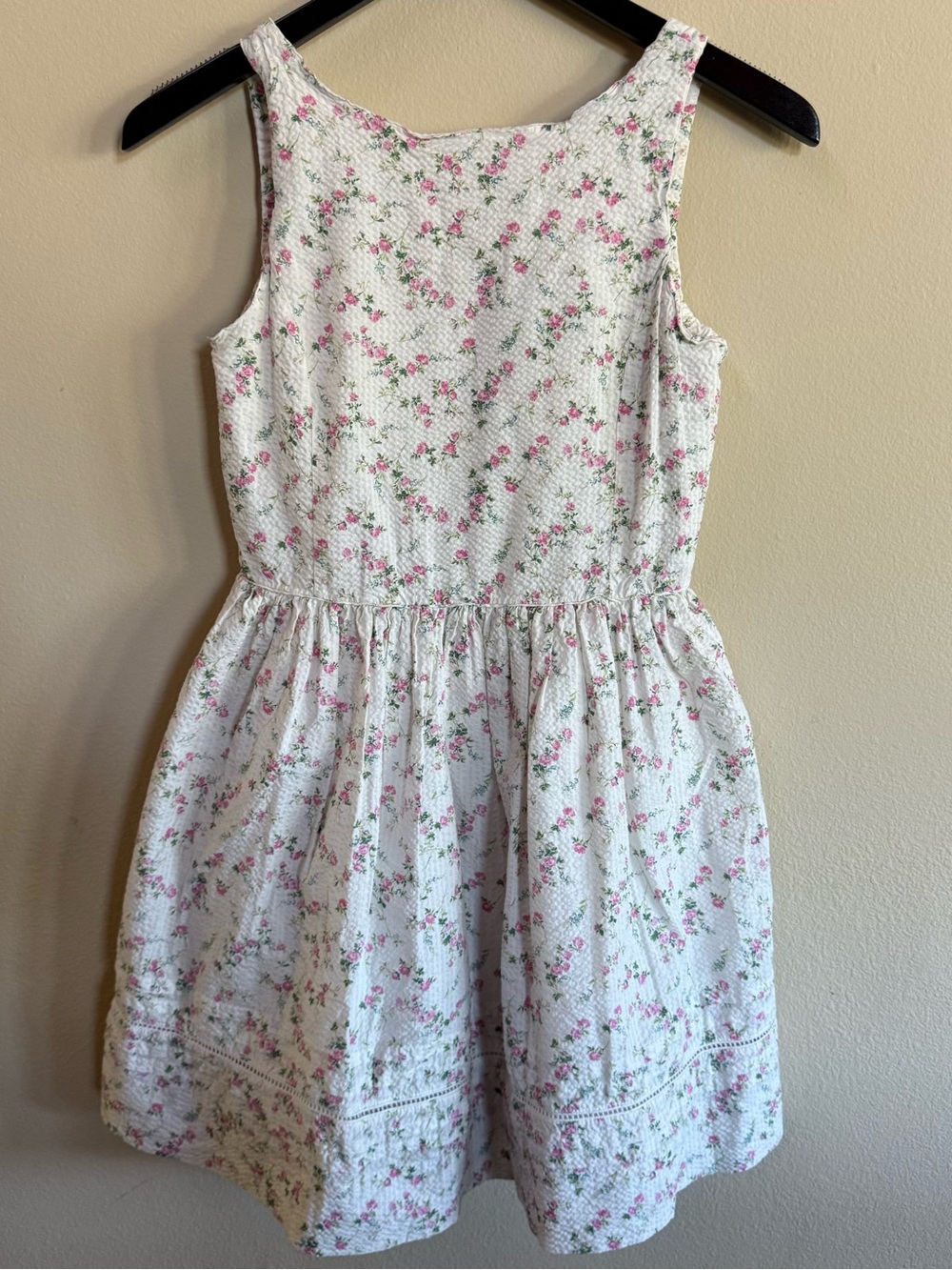 Polo Ralph Lauren Girls White Floral Cotton Sundress with Pink Rose Print